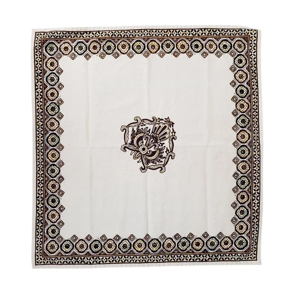 Pier 1 Imports Batik Printed Napkins Set of 6 Sand Brown Cotton Bandana Print